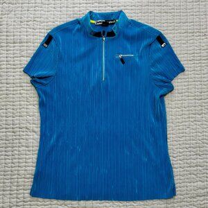 jamie sadock Aqua Blue Zip Collar Golf Shirt Size Medium